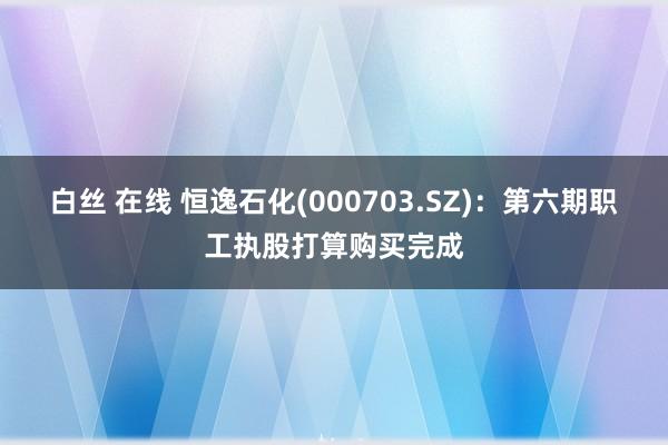 白丝 在线 恒逸石化(000703.SZ)：第六期职工执股打算购买完成