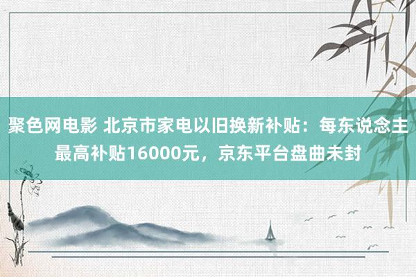 聚色网电影 北京市家电以旧换新补贴：每东说念主最高补贴16000元，京东平台盘曲未封